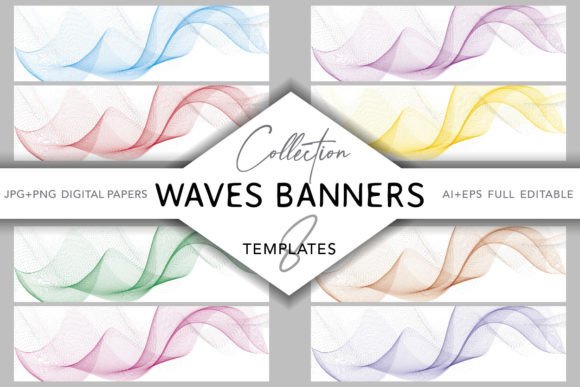 8 Simple Color Waves Banners: Dynamic Headers for Modern Brands
