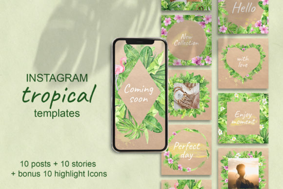 Tropical Watercolor Instagram Template: A Fresh, Cohesive Feed